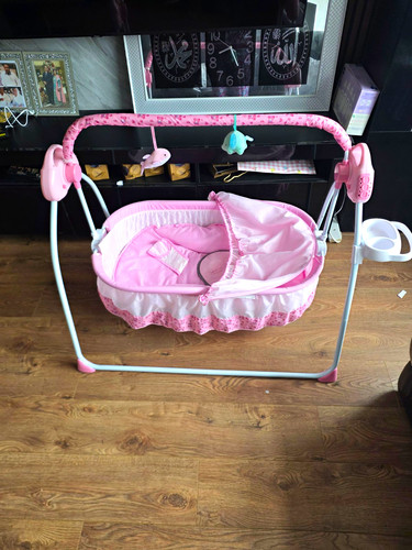 Pink girls baby swing with - baby,